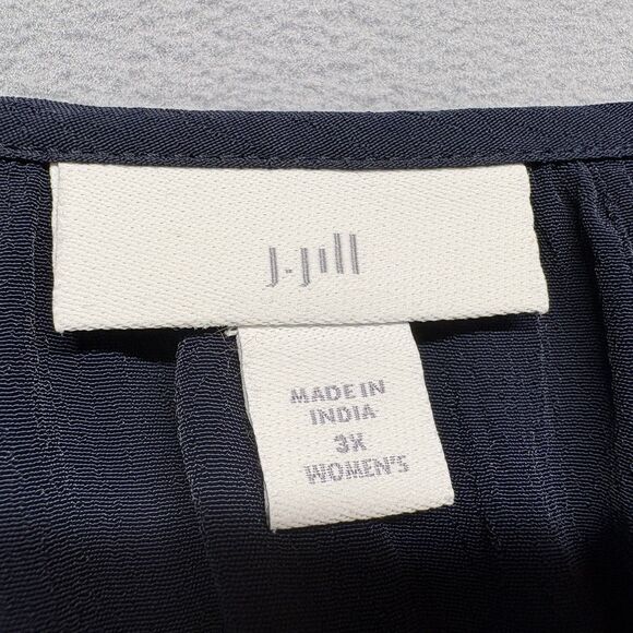 J Jill Size 3X Embroidered Floral Blouse Navy Long Sleeve Boho Peasant - Picture 5 of 8